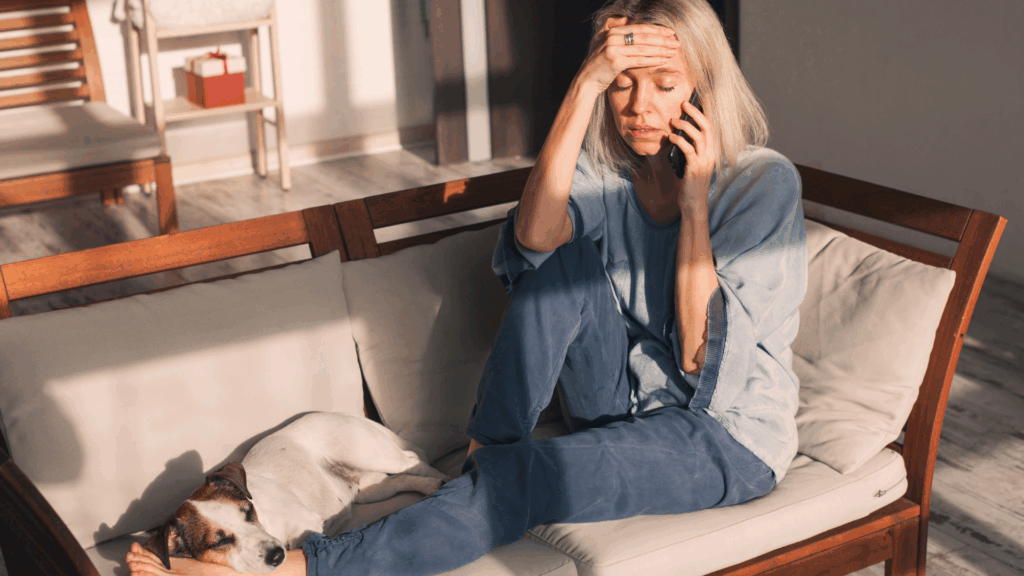 Woman feeling upset or emotional. Hormonal imbalance.